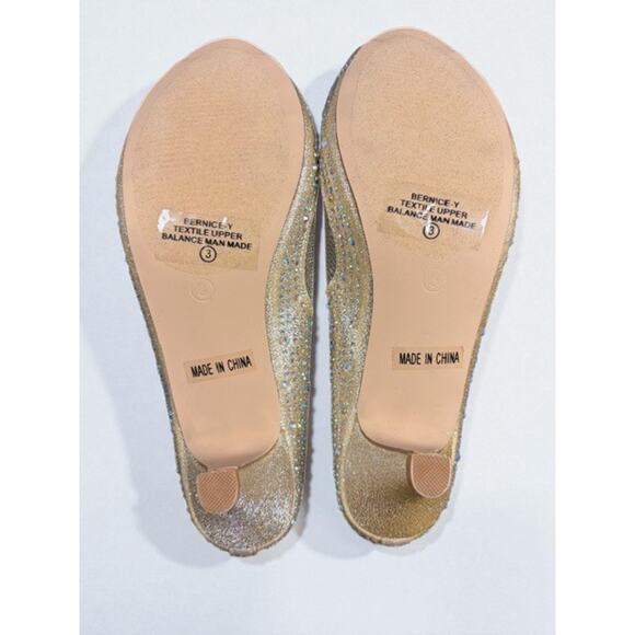 Lauren Lorraine Gold Rhinestone Peep Toe Heels Size 3 NIB Sparkly Formal Shoes - Picture 4 of 9